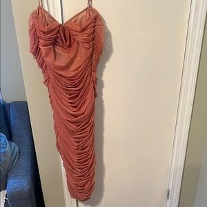 Elegant Ruched Pink Dress